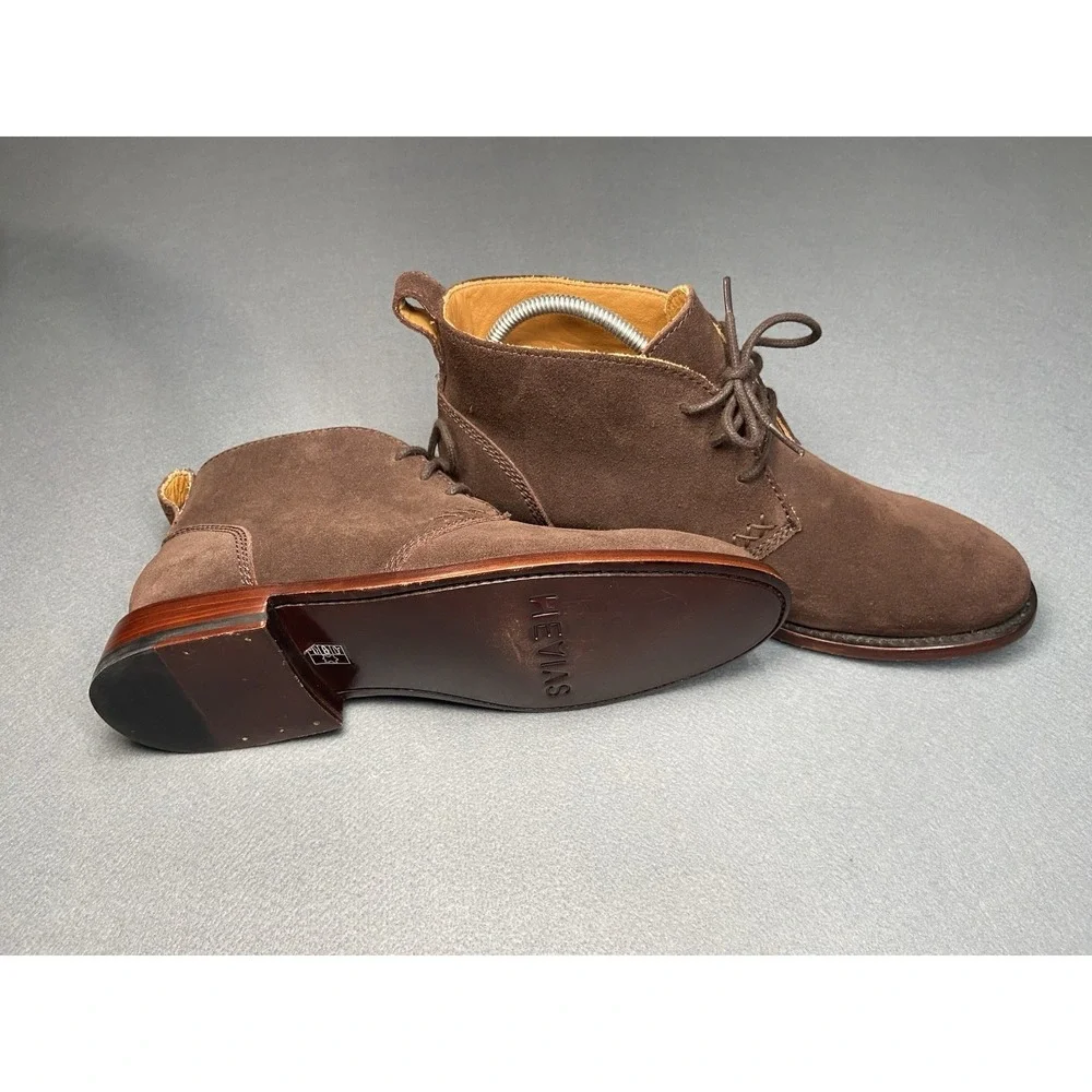 Hevias Men's Handmade Brown Suede Lace-Up Chukka Boots w/ Leather Lining